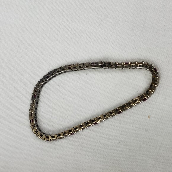 Gorgeous Red Stone & Crystal Silver 925 Tennis Bracelet  7" 14 Grams - Picture 4 of 13